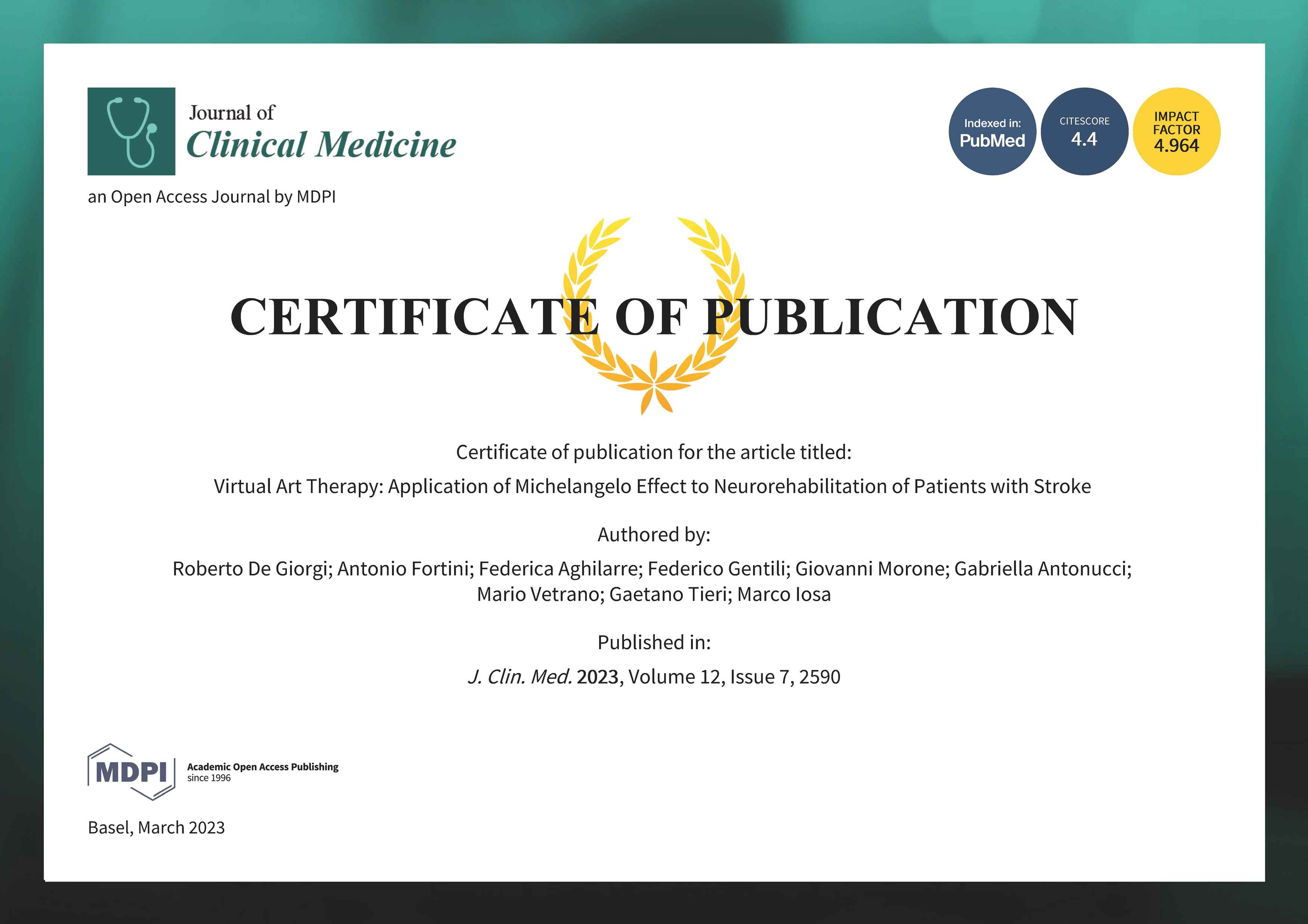 Publication Certificate MDPI